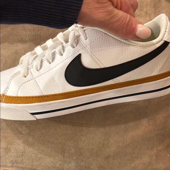 Nike women’s legacy court White and Black Sneakers with Orange/Rust Accents - Picture 2 of 6